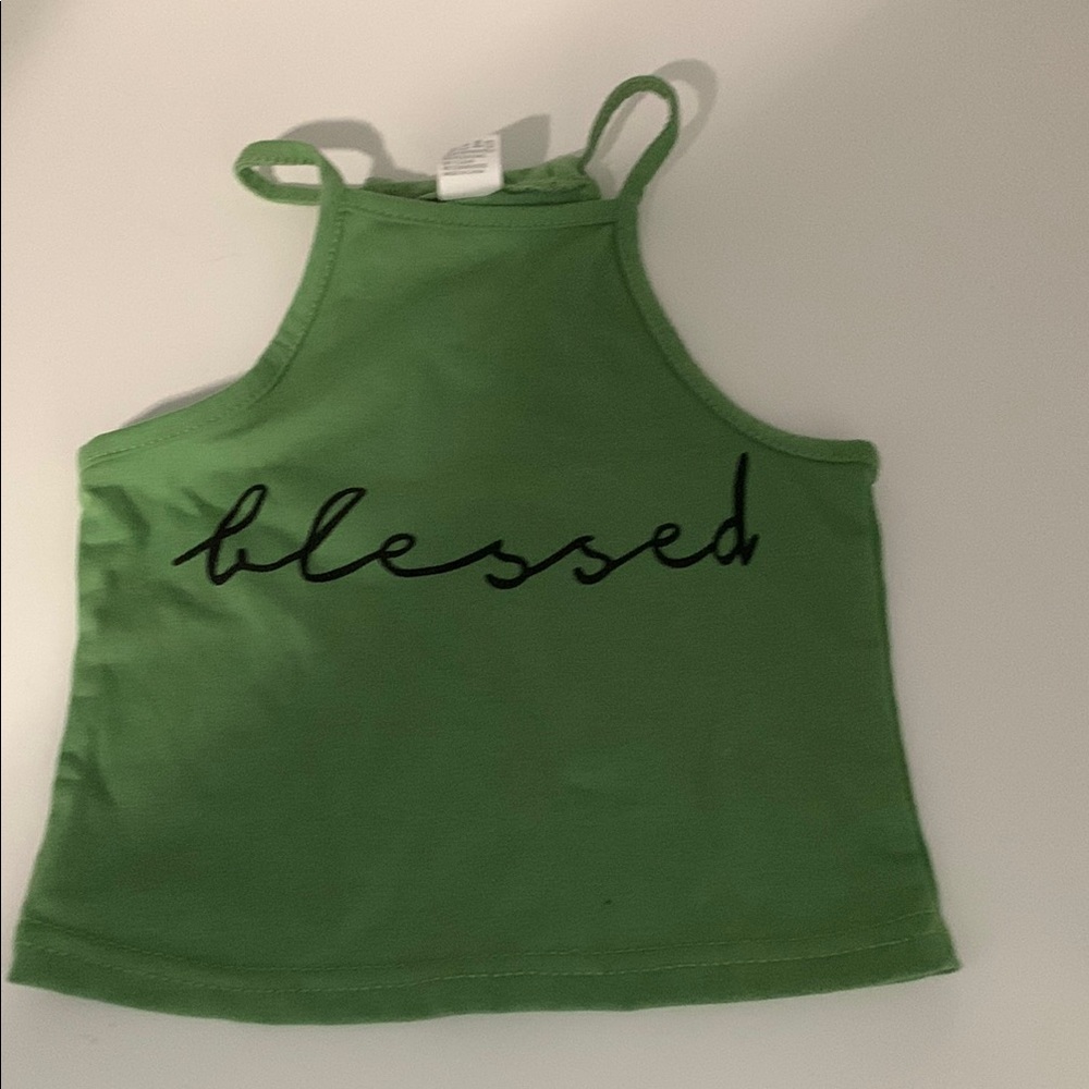 Baby Green Tank Top with 'Blessed' Print